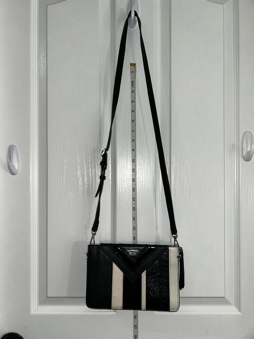 Victoria's Secret Black and White Mixed Texture Crossbody Bag